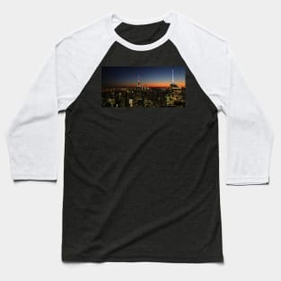 Sunset over panoramic NYC Manhattan Baseball T-Shirt